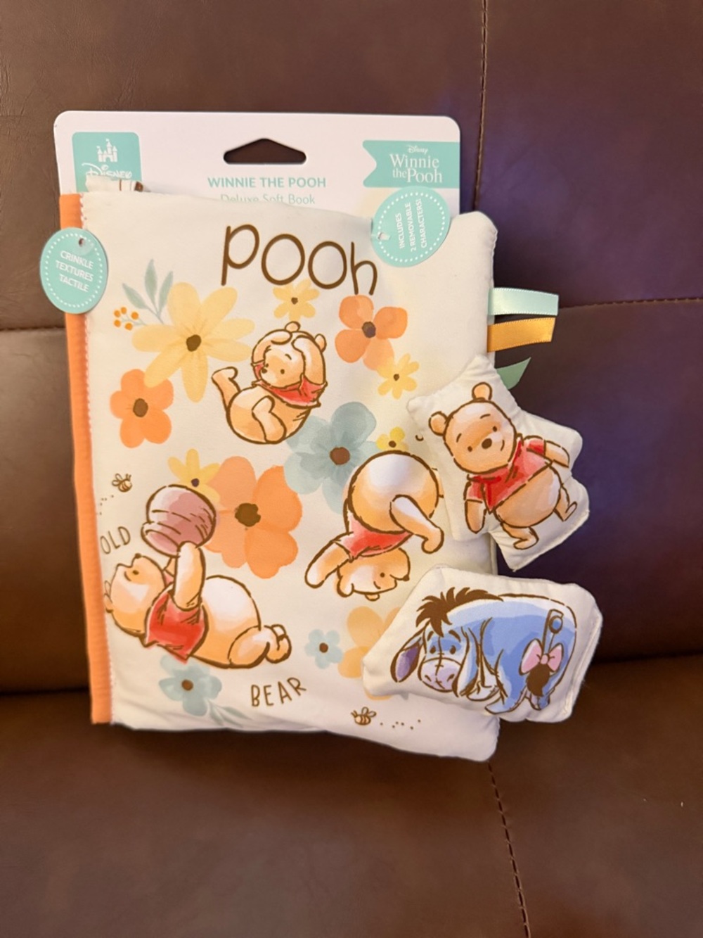 Disney Winnie the Pooh Plush Soft Book - Cream with Orange & Blue Accents